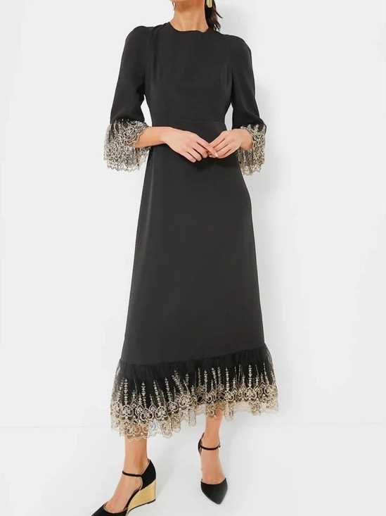 Pomander Place Dresses & Skirts - Tuckernuck Pomander Place Lillith Gold Embroidered Maxi Dress Bell Sleeve